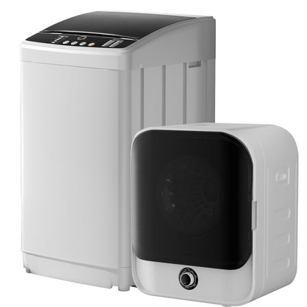 TABU Washer and Dryer Set, 19LBS Fully Automatic Washing Machine & 10LBS Clothes Dryer (White&White)