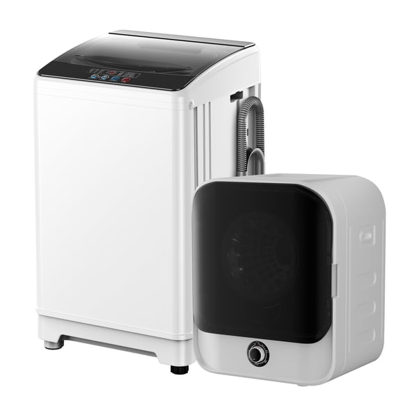 TABU Washer and Dryer Set, 18LBS Fully Automatic Washing Machine & 10LBS Clothes Dryer (White)