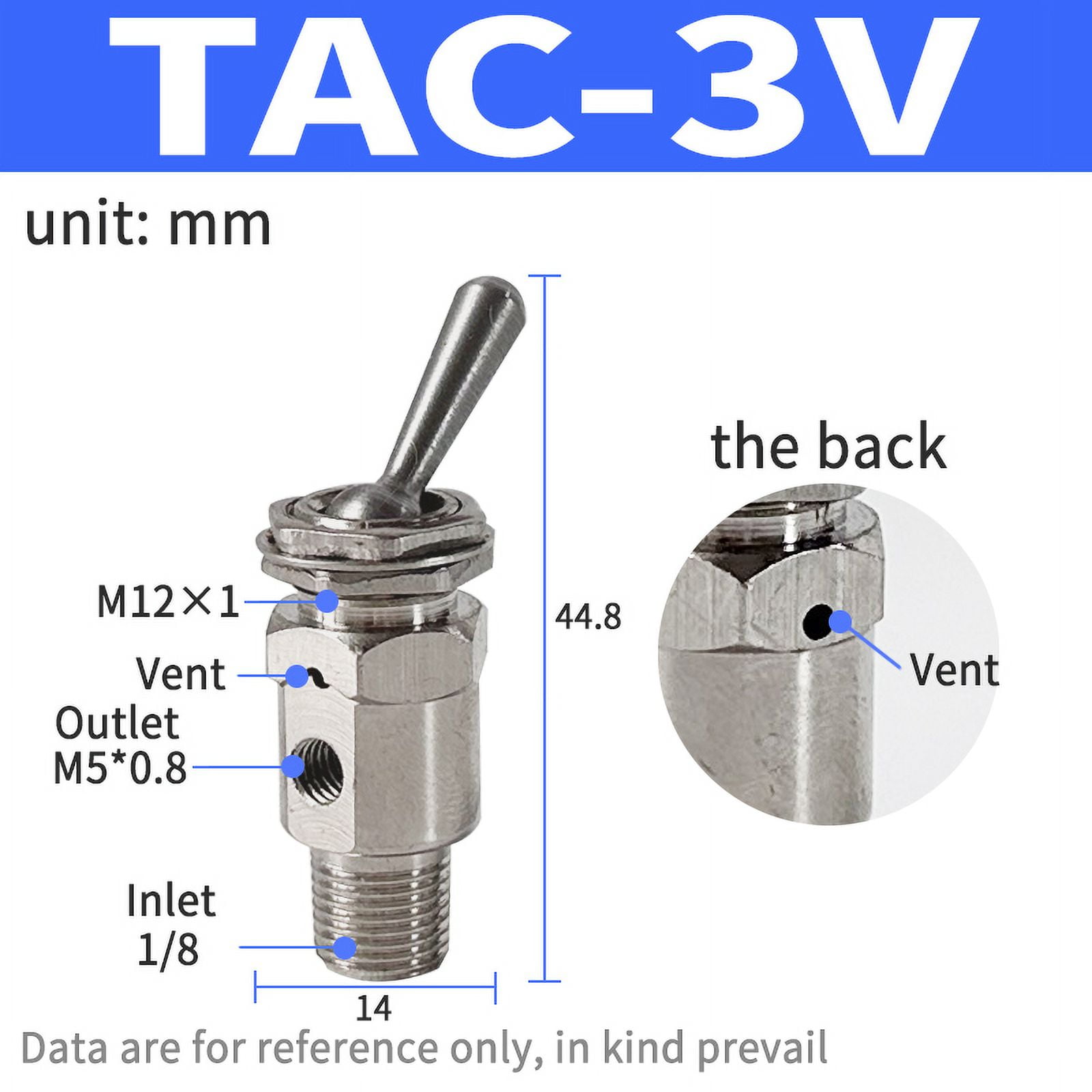 TAC-3V-Air Pneumatic Mechanical Valve 2 Position 5 Way Tognudden Knob ...