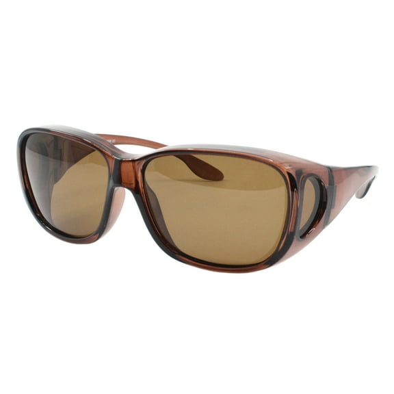 TAC Polarized Lens Fit Over Sunglasses XL Big Square Frame Unisex Brown