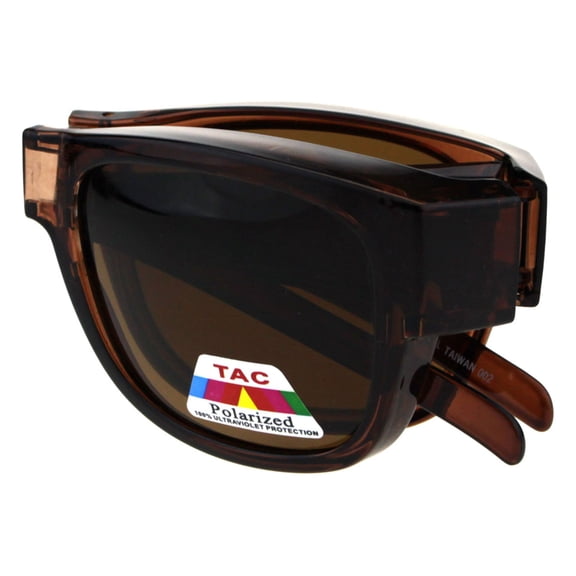 TAC Polarized Lens Foldable Fit Over Sunglasses Over The Glasses Folding Frame Brown