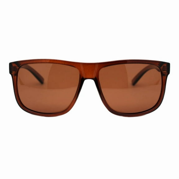 TAC Polarized Lens Sunglasses Classic Square Plastic Frame Unisex UV400 Brown