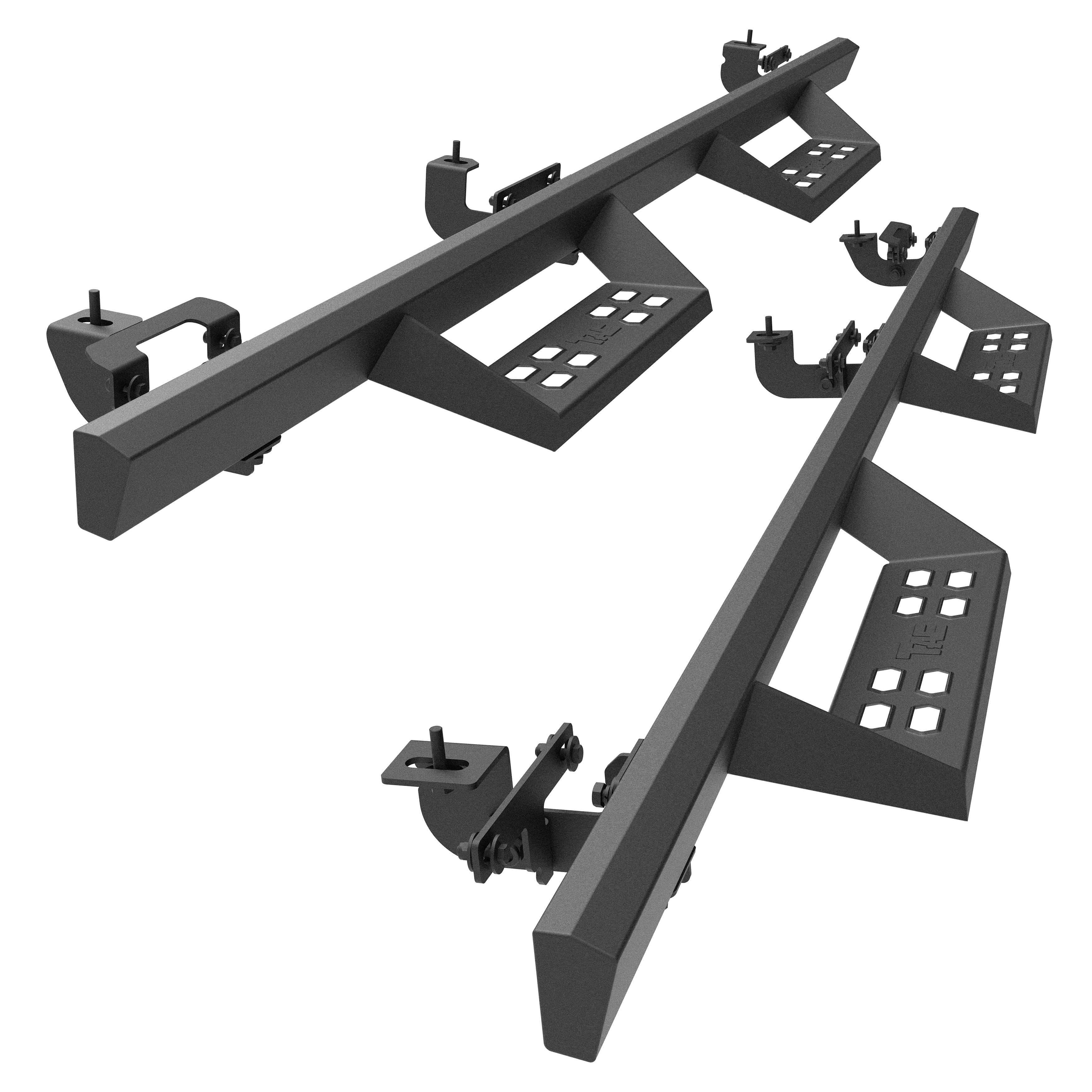 TAC Sniper Running Boards For 2005-2024 Nissan Frontier Crew Cab – 4" Drop Side Steps, Fine Texture Black (2-Piece)