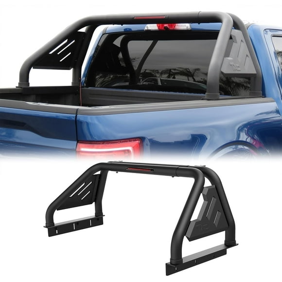 TAC T1 Sport Bar Roll Bar Compatible with 2020-2024 Jeep Gladiator Pickup Truck Full Size| Carbon Steel Black| with Brake Light(Include Mount Plate of LED Light)