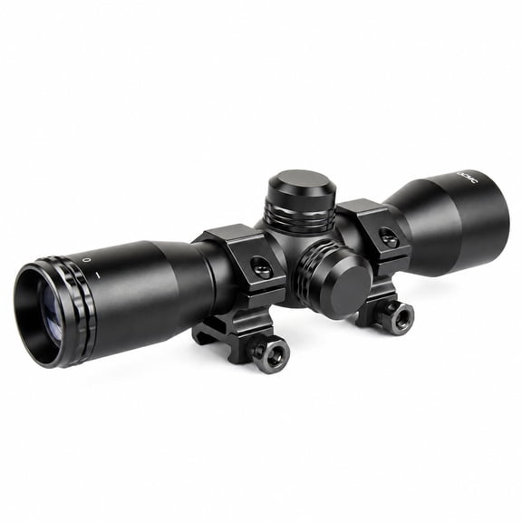TACFUN 4x32 Compact Crossbow Scope, 5-Line Reticle, 1 Inch Picatinny Weaver Rings Included