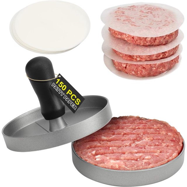 TACGEA Burger Press with 150 Patty Papers, NonStick Hamburger Patty