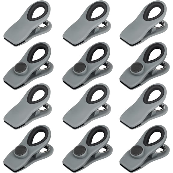 Unbranded Chip Clips, Magnetic Bag Clips with Air Tight Seal for Food Storage, 12 Pieces (Gray)