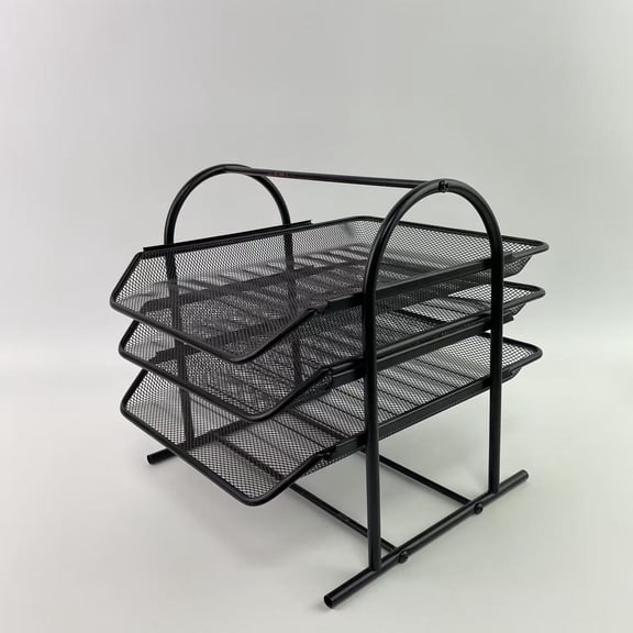 TACIIU Desktop organizers,Pockets Mesh Hanging Wall File Holder Organizer Mounted Paper Magazine Rack, Black