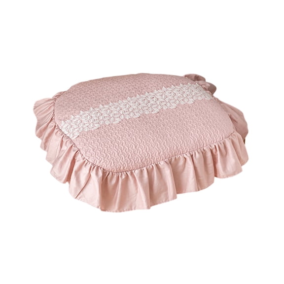 TACILIP 15.7x15.7in Universal Cushions Lace Embroidery Pures Cotton Chair Pads Squares Sponge Pads Ruffle Cushions Can Be Machine Washed School Supplies, Gifts for Women