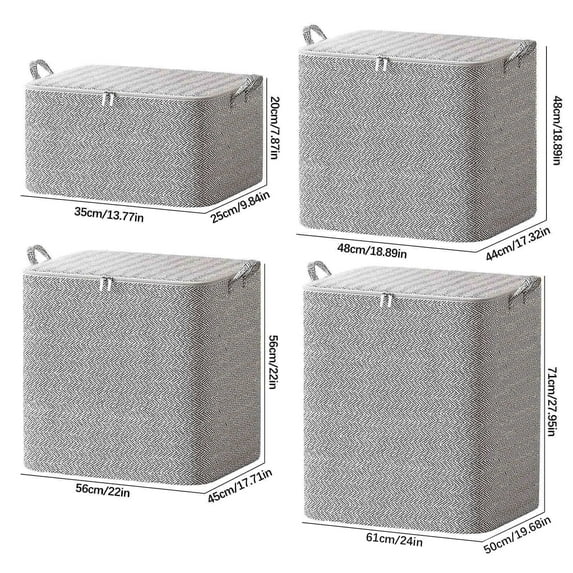 TACILIP 2pc Non-woven Zipper Storage Bag Moving Quilt Storage Basket Travel Large-capacity Clothing Storage Bag, Organization and Storage
