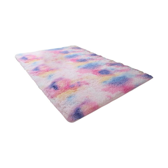 TACILIP 63x31.5in Tie Dyed Gradient Silk Wool Carpet, Living Room Long Wool Coffee Table Mat, Bedroom Covered with Bedside Blanket, Household Floor Mat 62X31in, Area Rug