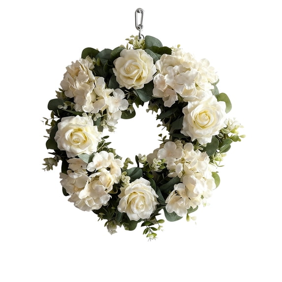 TACILIP Artificial Flowers, Spring Floral Wreath Decoration Featuring Artificial Roses and Hydrangeas It Suitable for As A Photography Backdrops Or for Everyday Use Or Party Decoration, Gifts for Mom