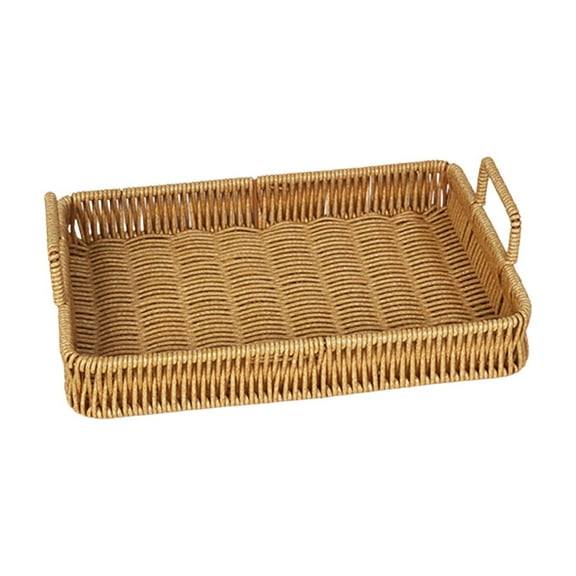 TACILIP Bathroom Organizers and Storage, Woven Storage Basket Hand Woven Desktop Storage Box Bathroom and Kitchen Storage Basket with Handles for Home Office Storage, Mom Gifts