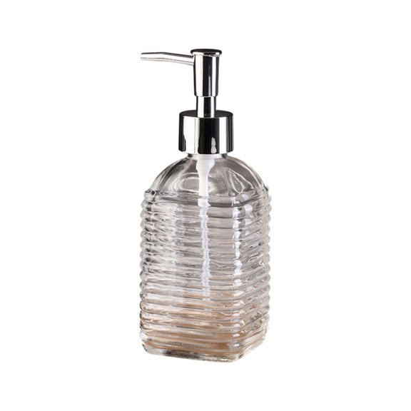 TACILIP Bathroom Supplies, Horizontal Stripe Liquid Soap Bottle Colored Glass Press Type Soap Bottle Household Shampoo Shower Gel Dispensing Empty Bottle, Gifts for Family, 1PC