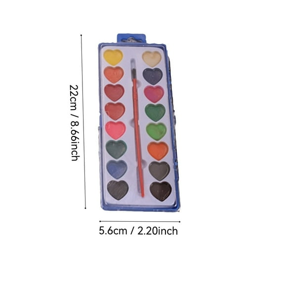 TACILIP Children's Watercolor Painting Set Heart-shaped 16-color Squares Box Solid Pigment Powder Painting Set, Gifts for Her