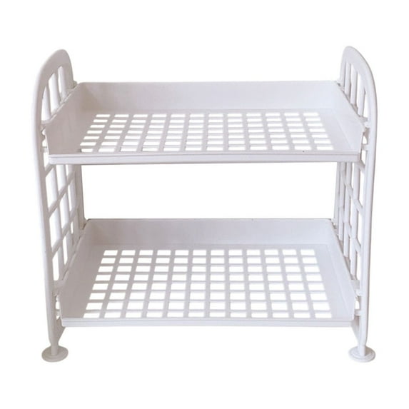 TACILIP Desk Organizer, Double-Layer Folding Storage Rack Concise Home Desktop Bathroom Shelf Cosmetics and Jewelry Storage Rack