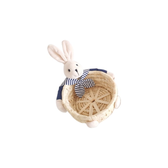 TACILIP Easter Decorations, Home Decoration Crafts Ornaments Straw Woven Corn Husk Storage Basket Easter Rabbits Easter Egg Basket Woven Storage, Gifts for Men