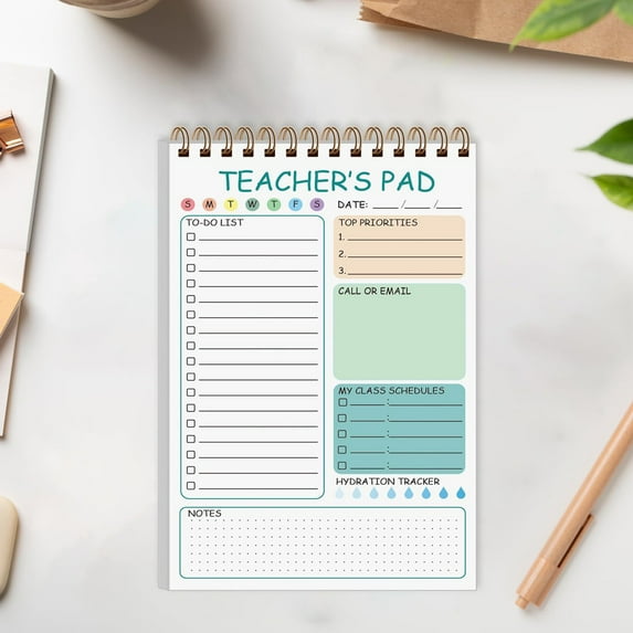 TACILIP English Notebook High Color A5 Coil Daily Planner Stickys Note Book Portable Learning Schedule Note Takings 50 Pages School Supplies, Gifts for Mom