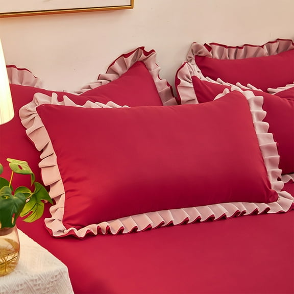 TACILIP French Pillowcase Ruffle Designs Soft Brushed Fabric Suitable for Bedroom Envelope Closure Pillowcase, Home Decor