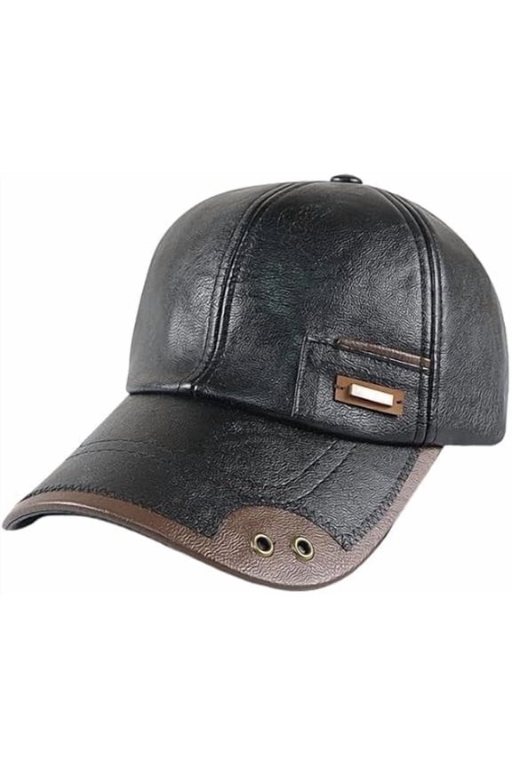 Gifts for Family, Warm Leather Baseball Caps 2026 Men's Genuines Leather Shells Fleece Lining Adjustable Cap For Fall Winter Outdoor, Room Decor, 1PC