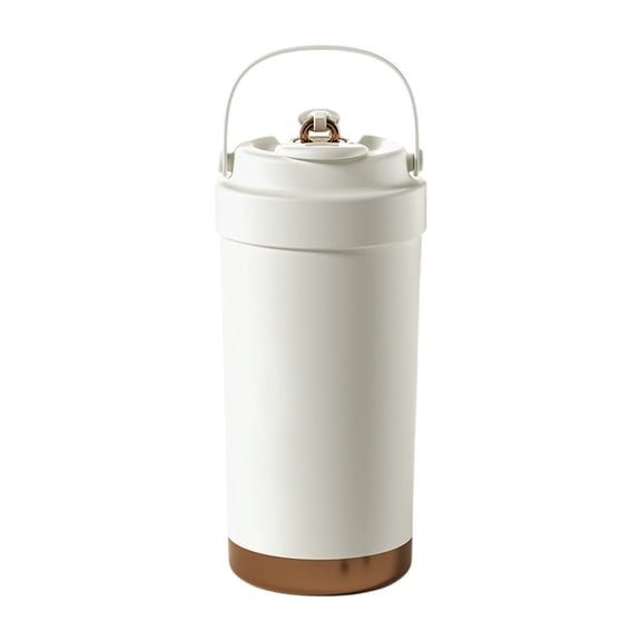 TACILIP High Color Ceramic Liner Coffee Cup with Straw Portable Double Drink Insulation Cup for Men and Women and Students, Kitchen Gadgets