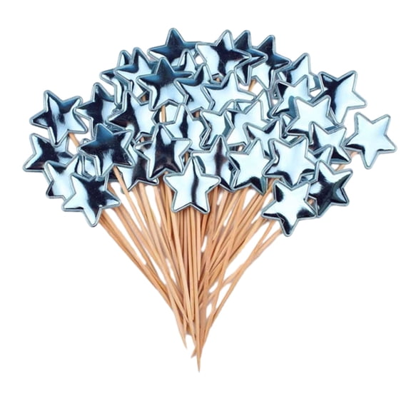 TACILIP Holiday Gifts, 50 PCS Star Cocktail Picks- Wooden Star Cocktail Picks Toothpick Strings For Appetizers- Fruit And Drinks Decoration Christmas Party Supplies, Home Decor