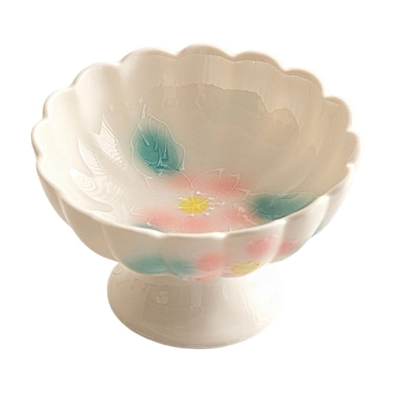 TACILIP Holiday Gifts, Ceramic High Legged Fruit Plates Fruit Tray Dessert Plates Tea Tray, Room Decor, 1PC