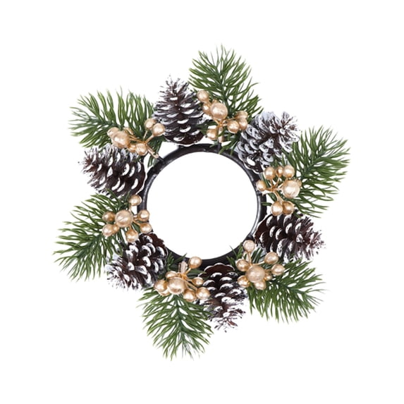 TACILIP Home Decor, 1PC Artificial Leaves Candle Ring Wreath Mini Candle Holders Garland Christmas Table Centerpiece Decor For Candles Home Decoration, Home Gifts