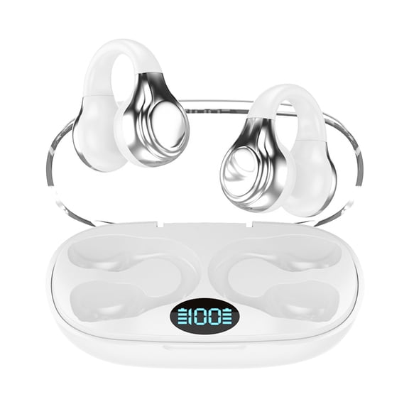 TACILIP Home Decor, 1PC Bones Conduction Bluetooth Earphones With Non In Ear Clip Style Sports Digital Display And Long Battery Duration Wireless Earphones, Holiday Gifts