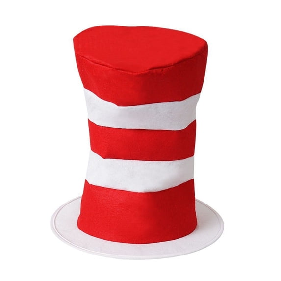 TACILIP Home Decor, 1PC Red And White Striped Tall Top Hat Accessory Flat High Hat For Stage Performance And Themed Parties, Gifts for Family