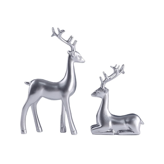TACILIP Home Decor, 2pcs Deer Ornaments Resin Reindeer Sculpture Deer Statue Reindeer Ornament for Home Office Desk Decor, Mom Gifts
