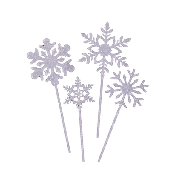 TACILIP Home Decor, 40 PC Of Snowflake Flag Cocktail Sticks- Ice Picks- Fruit Stick Skewers- Snowflake Fruit Sticks- Dessert Picks- Drink Picks- Decorative Toothpick Skewers, Holiday Gift