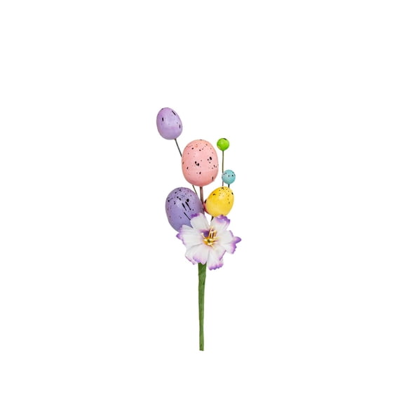 TACILIP Home Decor, Easter Egg Picks Colorful Egg Sprigs with Floral Bunny Accents Easter Wreath Centerpiece Vase Filler DIY Decor for Home Party, Mom Gifts