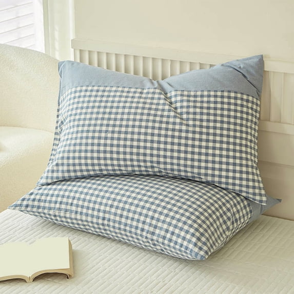 TACILIP Home Decor, Plaid Pillows Shams Checkered Pillowcase Ginghams Pillows Covers Standard Size Pillows Cases Soft Breathable Pillows Cases Set Of 2 Farmhouses Pillowcase, Gifts for Him