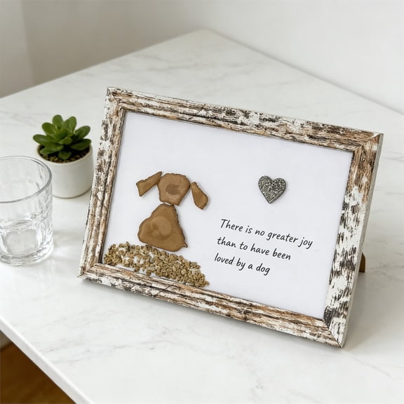 TACILIP Home Decor, Sea Glass Dog Art Wall Decor When I Needed A Hand I Had Your Paw Pet Memorial Framed Art Beach Decor For Dog Lovers Pet Loss Sympathy Gift, Holiday Gifts
