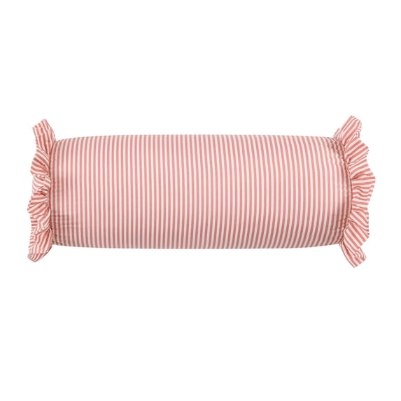 TACILIP Home Decor, Striped Bolster Pillow with Ruffled Edges Soft Cylindrical Neck Roll Pillow for Bed Sofa Decor Support Pillow for Sleeping and Relaxing, Mom Gifts