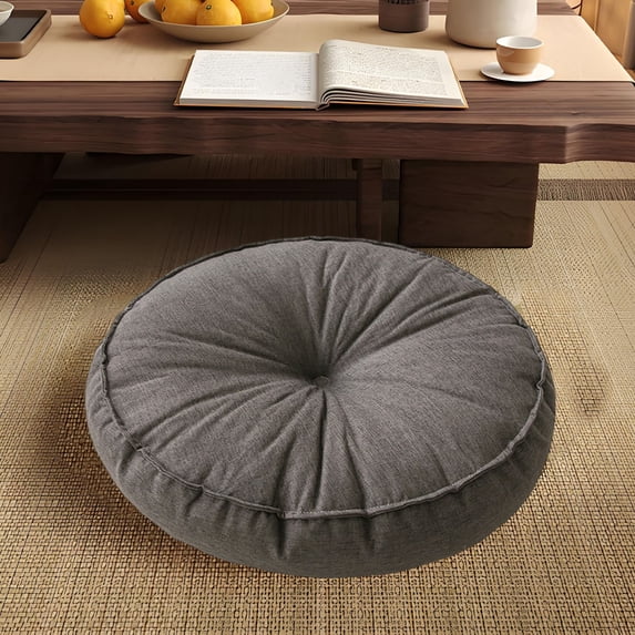 TACILIP Home Decor, Thickened Fabric Round Cushion Lazy Japanese-Style Linen Futon Balcony Window Tatami Seat Cushion Floor Pouf, Gifts for Men