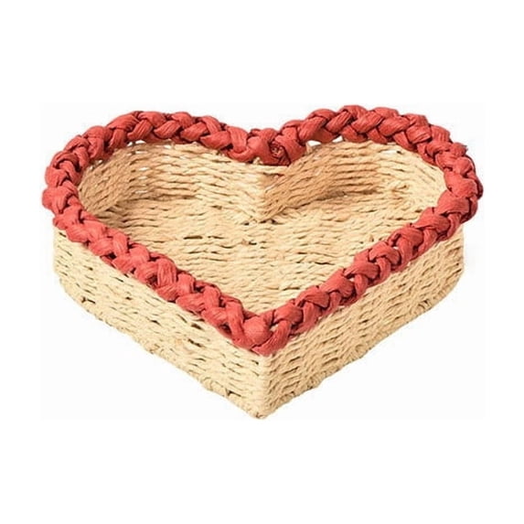 TACILIP Home Storage, 1PC Heart Shaped Hand Woven Paper Rope Storage Basket Household Storage Basket Fruit And Vegetable Basket Living Room Snack Tray Desktop Storage Basket, Gifts for Her