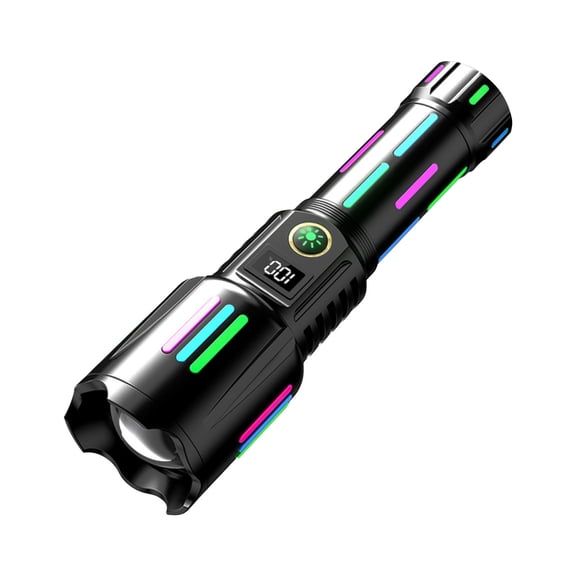TACILIP Home Tools, 1PC Flashlights High Lumens Rechargeable Bright Led Flashlight Strong Light Flashlight Type-C Charging Outdoor Digital Display Fluorescent LED Flashlight, Mens Gifts