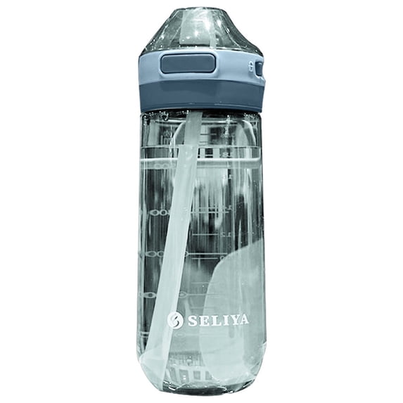 TACILIP Kitchen, Large Capsacity Fitness Sports Water Bottle with Straw Cup with Straw Cup with Graduated Flat Spout, Edibility Grade Plastic, Leakproof Popup Caps for Gym, Outdoor, Gifts for Women