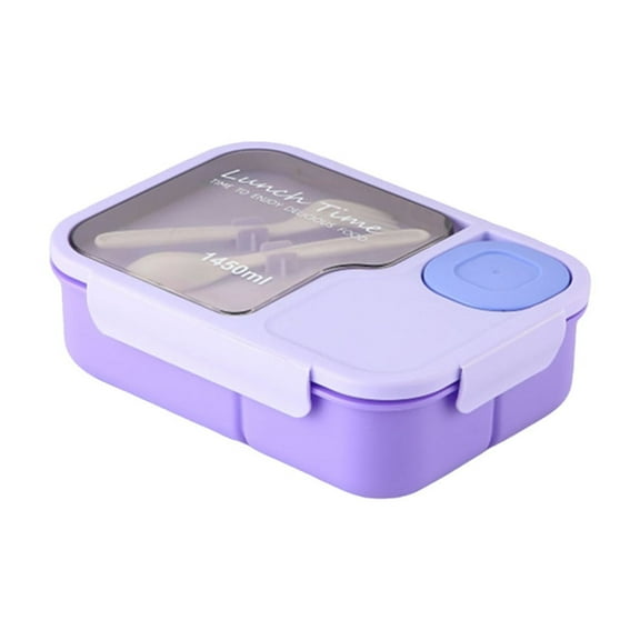 TACILIP Kitchen Utensils, Adult Lunch Box 1450ml 3 Compartments Student Sealed Plastic Lunch Box Adult Lunch Box with Spoon and Fork Leak Proof Microwavable, Men Gifts