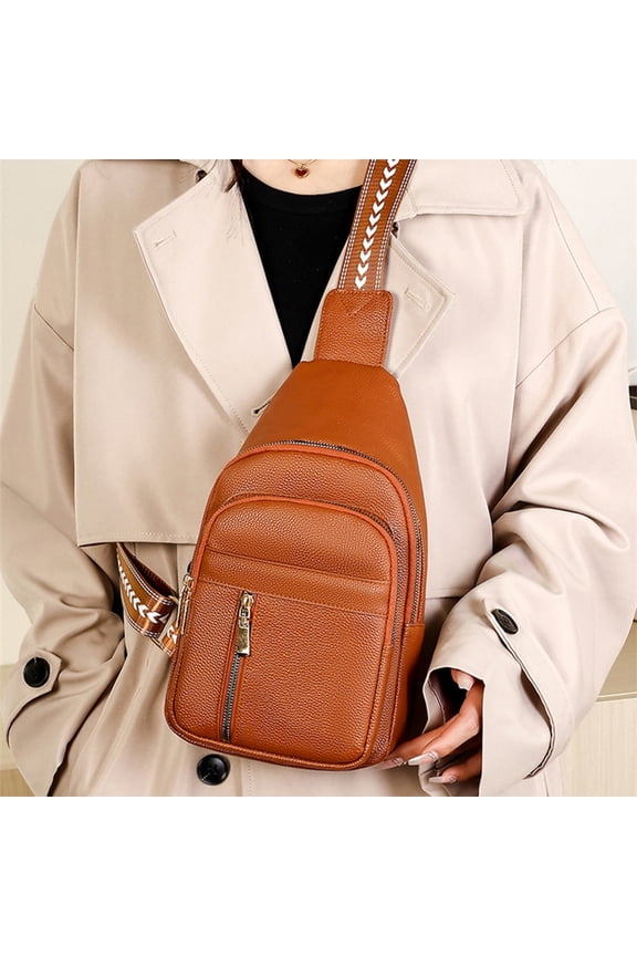Leather Chest Bag European Retro Ladies Shoulder Bag Leisure Travel Crossbody Small Backpack Travel Bag, Mom Gifts