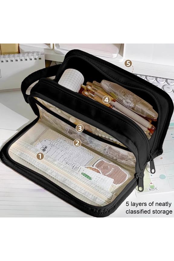 Makeup Bag, Large Capacity Dirt Resistive Stationery Bag for Students Easy Large Capacity High Aesthetics Value Stationery Bag, Mom Gifts