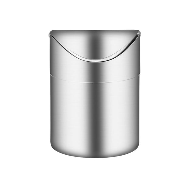 TACILIP Mens Gifts, Stainless Steel Desktop Trash Can With Lid Small Canister For Office Car Ashtray Desk Coffee Table Mini Storage Bin, Cleaning Supplies, 1PC