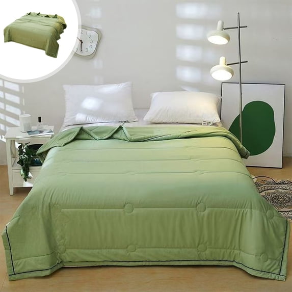 TACILIP Mint Summer Cooler Quilt Summer Quilt Double Sided Cold Effect Blanket Cooler Fiber Ice Blanket Lightweight Washable Thin Solid Color Quilt, Bedding