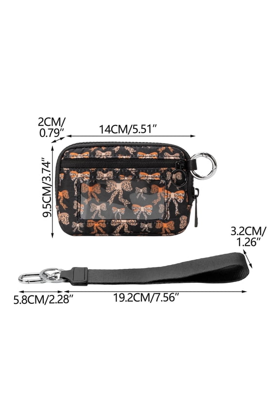 Portable Waterproof Wristlet Pouch with Clear Card Slot - Bow Pattern Series, Organization and Storage