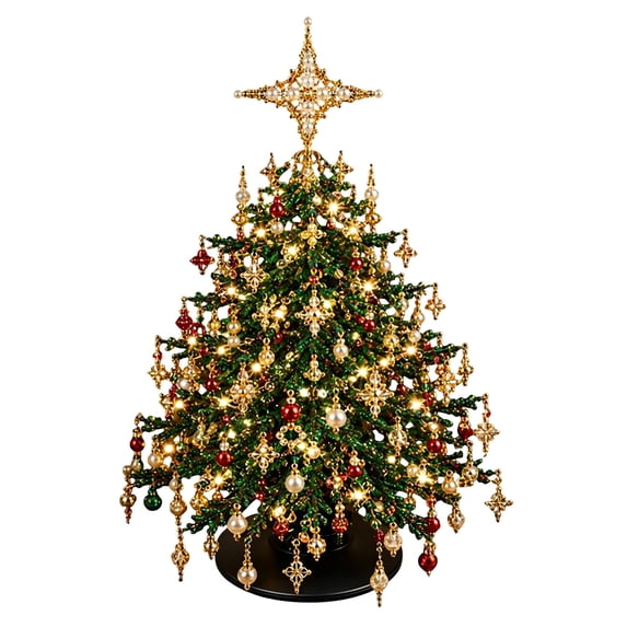 TACILIP Room Decor, 1PC DIY Beaded Christmas Tree Kit Handmade Mini Tabletop Xmas Tree With Light 3 Styles Topper Decor Gift, Womens Gifts