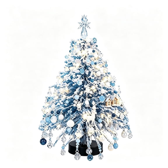 TACILIP Room Decor, 1PC DIY Tabletop Mini Christmas Tree Decorated Flocked Small Christmas Tree With Ornaments Desktop Xmas Decor For Home Office, Gifts for Family