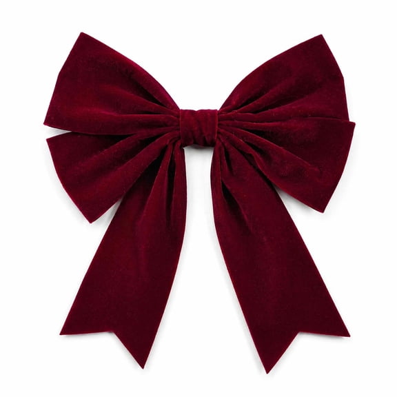 TACILIP Room Decor, 1PC Large Velvet Christmas Bow Decorations 9.84 X 7.87 Inch Fabric Big Bow Ornament Classic Red Burgundy Bow For Christmas Tree, Home Gifts