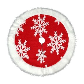TACILIP Room Decor, 1PC Plushy Snowflake-Patterned Patchwork Christmas Tree Skirt Christmas Tree Mat Christmas Scene Decorations, Womens Gifts